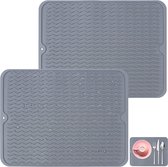 2 stuks siliconen afdruipmatten, 40 cm x 30 cm, hittebestendige afdruipmat, antislip keukenafdruipmat, siliconenmat voor servies en glazen