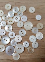 overhemdknopen 15 stuks - ecru wit transparant - knoop assorti 10-15 mm - altijd het juiste knoopje in huis