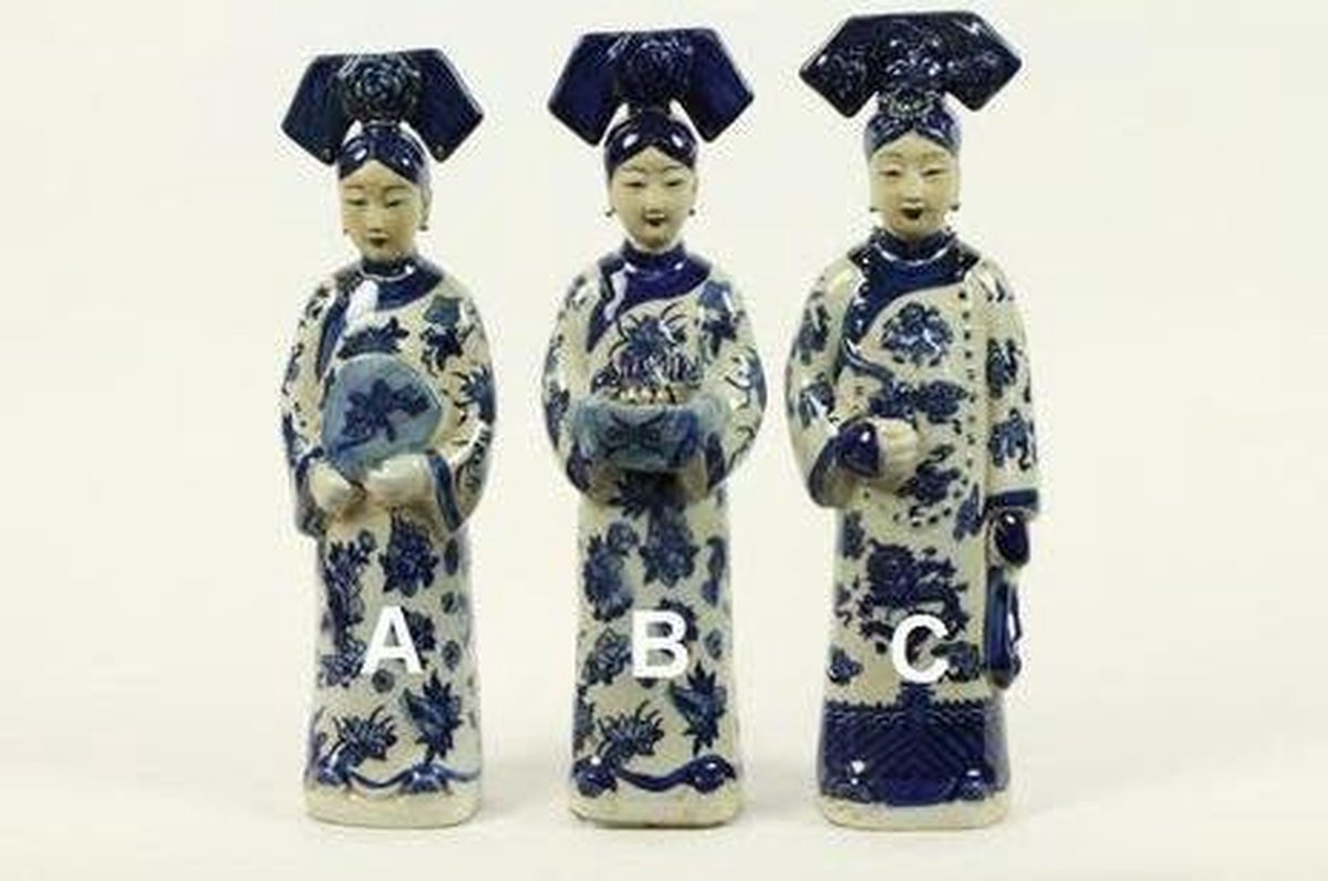 Fine Asianliving Chinese Keizerin Porselein Beelden Handmade Set/3