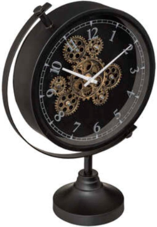 Atmosphera - Horloge de bureau - Zwart - H40cm - Métal sous verre