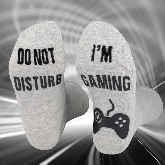 Do Not Disturb I'm Gaming', grappige katoenen sokken gamersokken grappige enkelsokken geweldig kerstcadeau voor gamer liefhebber mannen dames jongens volwassenen grijs