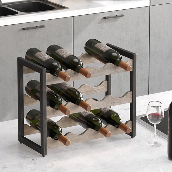 afschaffen expositie Vervagen VinoDiMontagna Wijnrek - 3-laags - 12 flessen - Bamboe fleshouder voor  keuken, bar,... | bol.com