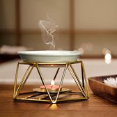 Stijlvolle romantische keramische aromalamp geurverspreider theelicht kaarshouder oliebrander goud