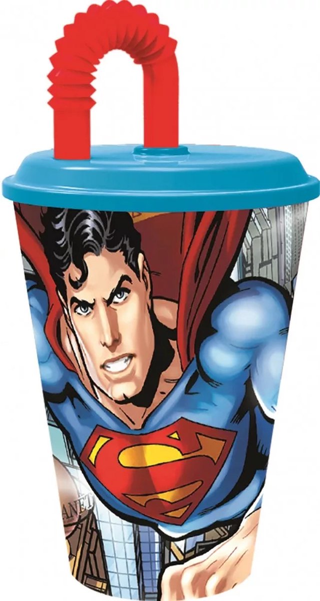 Goedkoopste Superman Drinkbeker met Rietje - Bioscoop beker - 430 ml.