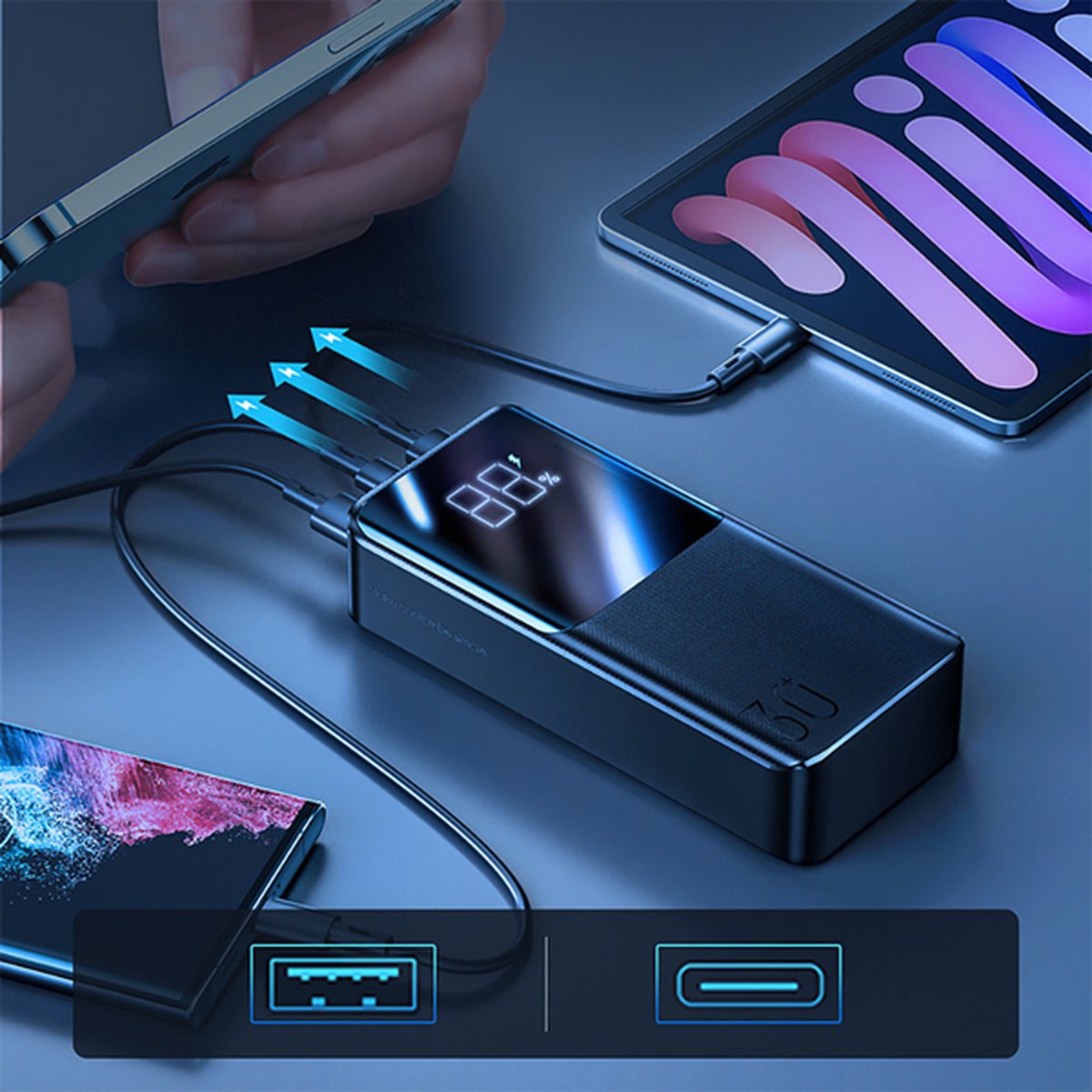 Telecom Chimp Joyroom Star Powerbank 30.000 mAh met Snelladen - afbeelding 2