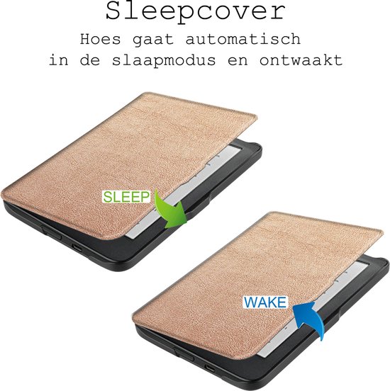 Hoes Geschikt voor Kobo Clara HD Hoesje Bookcase Cover Hoes - Hoesje Geschikt voor Kobo Clara HD Hoes Cover Case - Rosé Goud van i12Cover — afbeelding 5