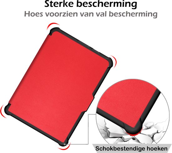 Hoesje Geschikt voor Kobo Clara HD Hoes Book Case - Hoes Geschikt voor Kobo Clara HD Hoesje Book Cover - Rood van Hoesje  — afbeelding 5