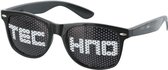 TECHNO Bril - TECHNO Zonnebril - Bril met Tekst - Pinhole Zonnebril - Sticker Bril - Zwart