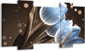 GroepArt - Schilderij - Tulp - Blauw, Bruin - 120x65 5Luik - Foto Op Canvas - GroepArt 6000+ Schilderijen 0p Canvas Art Collectie - Wanddecoratie