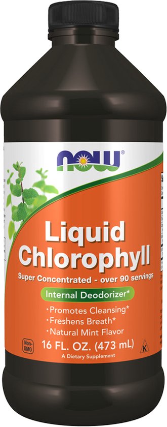 NOW Foods Liquid Chlorophyll, interne deodorant, munt smaak, 16 fl oz (473 ml).
