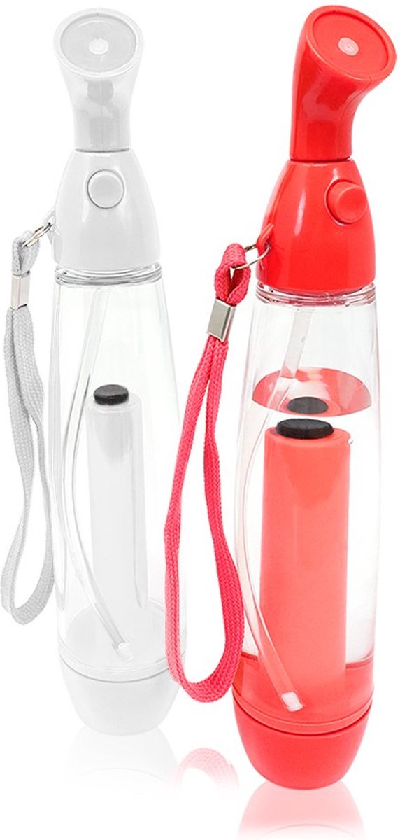 2 x watersproeiers, waterverstuiver voor het verfrissen met luchtdruk, 80 ml, in rood en wit (02 stuks, rood/wit)