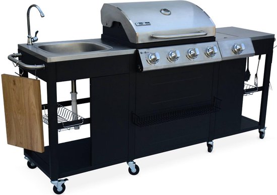 Refrein Afhaalmaaltijd Afwijking Alice's Garden Gas BBQ D'Artagnan - Zwart - 5 branders - Buitenkeuken |  bol.com