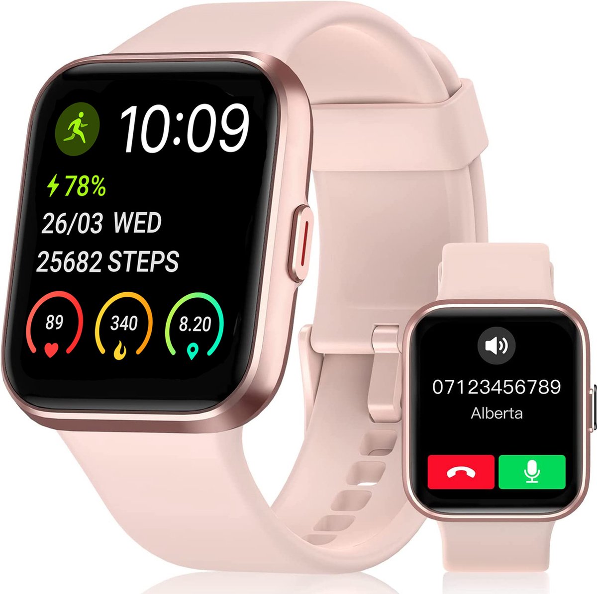 Maoo Maximize Smartwatch - Smartwatch Dames - Volledige Belfunctie - Hartslagmeter - Stappenteller - Multisport - Geschikt voor Android en iOS - Valentijn Cadeautje - Roze - Maoo