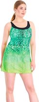 Zwemjurk- Badpakjurk- Luxe Badpakjurk met geïntegreerde Badpak- Beste kwaliteit badpakjurk- Elegante Badmode & Zwemkleding 55023- Groen kleurverloop batikprint- Maat 46(XL)