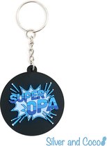 SilverAndCoco® - Opa Vaderdag Verjaardag Cadeau Kind / 2D Sleutelhanger Auto Huis / Key Chain / Sleutel Ring Sleutels - Grandpa / Super Opa