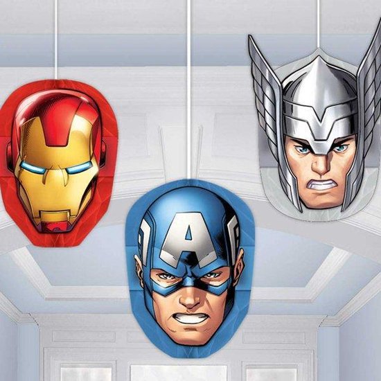 Amscan Avengers Hängedekoration – 12-teiliges Set Mit Captain Marvel, Iron Man, Hulk & Co. Für Mottopartys