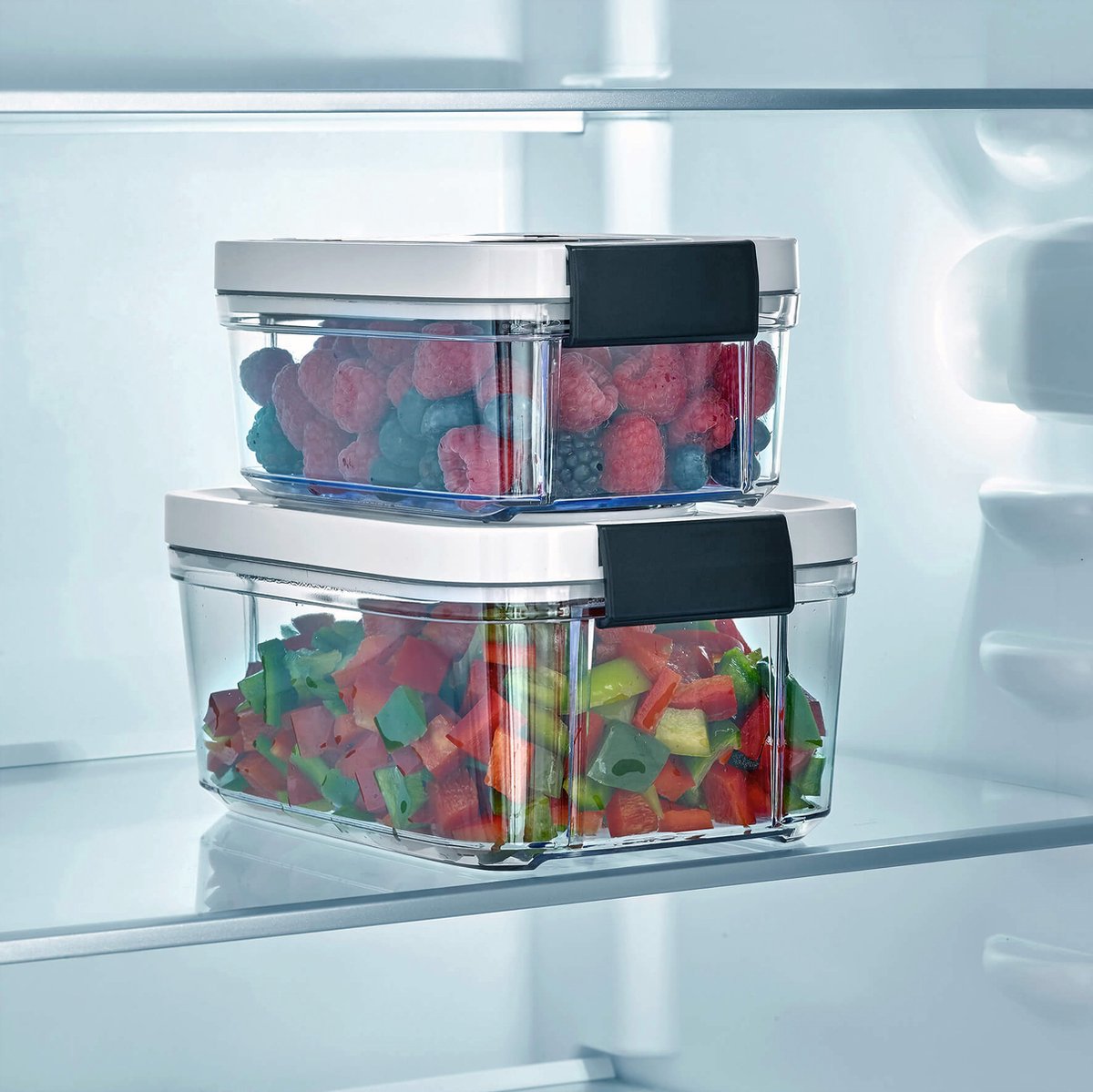 SEVERIN ZB3618 Set van 2 BPA-vrije bewaarboxen met vacuümklep - Inhoud 0,75 L en 1,5 L - Behoudt smaken