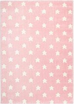Livone - Kindervloerkleed Little Stars Roze-Wit 120 cm x 180 cm