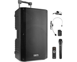 Speaker met Bluetooth - Vonyx VSA700BP - 1000 Watt - Partybox - 2 mics - 1 headset - MP3 - USB - SD
