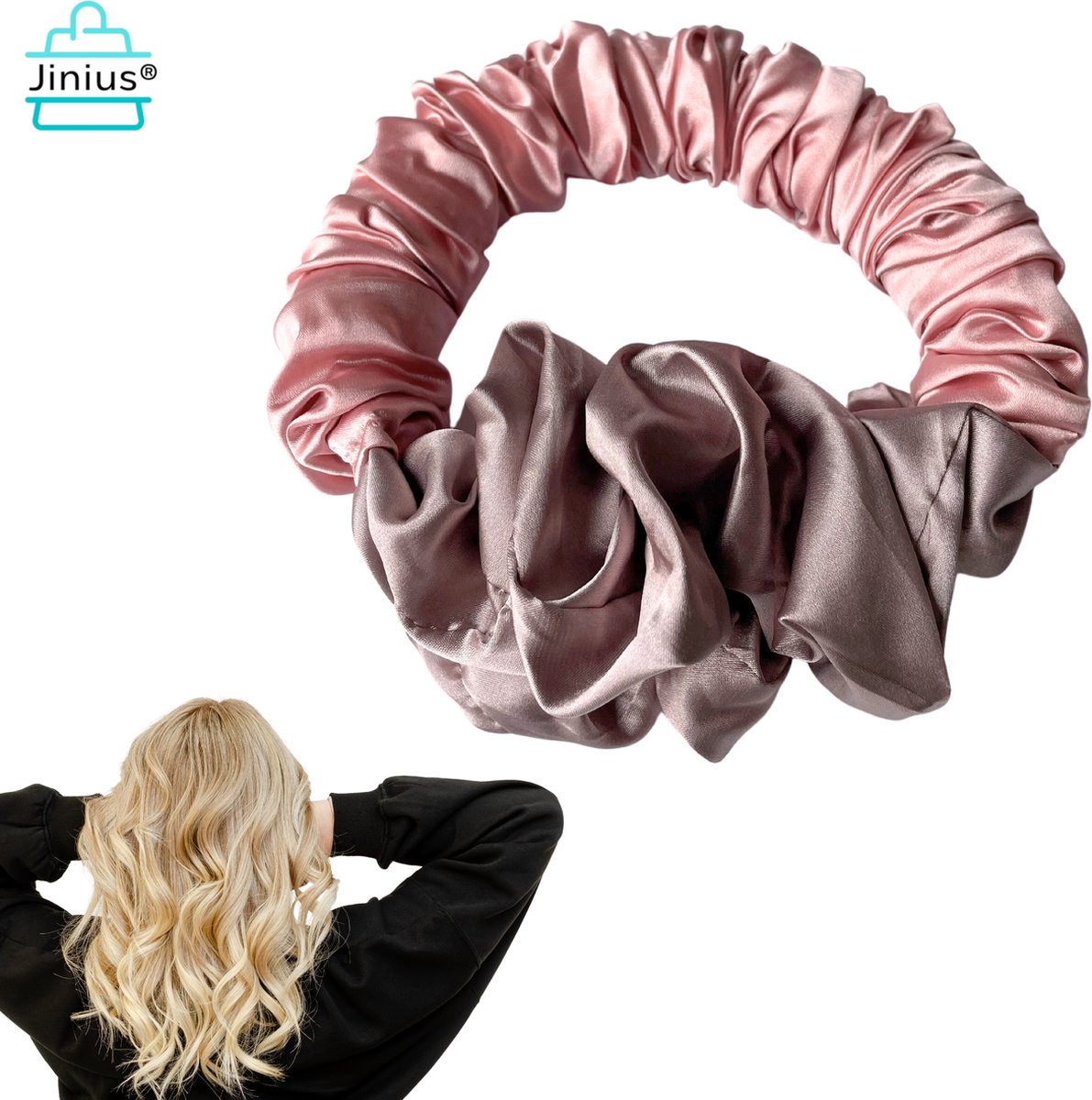 Jinius ® - Roze - Heatless Scrunchie - Scrunchies - Krullen - Haar Krullen - Gezond Haar- Curls - Haar Krullen Zonder Hitte - Hittevrije Krullen - Haarkrullers - Bekend van TikTok - Moederdag Tip