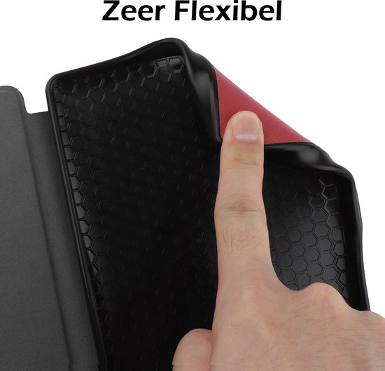 Hoes Geschikt voor Kobo Nia Hoesje Bookcase Cover Book Case Hoes Sleepcover - Donkerrood van AZNS — afbeelding 4