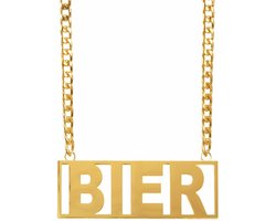 Verkleed sieraden ketting - thema Bier - carnaval/foute party/oktoberfest - goudkleurig