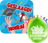 Paperdreams Geslaagd thema party versiering set Hoera - Huldebord en 16x ballonnen