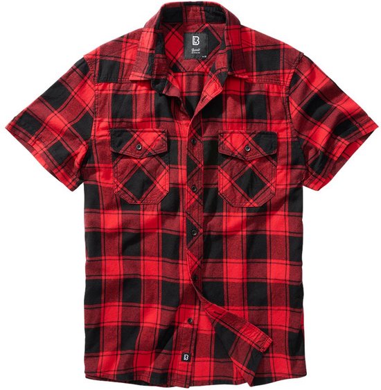 Brandit - Checkshirt Halfsleeve Overhemd - 4XL - Rood/Zwart