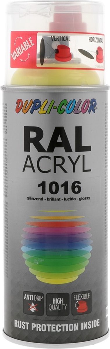 Dupli-Color acryllak hoogglans RAL 1016 zwavelgeel - 400 ml.