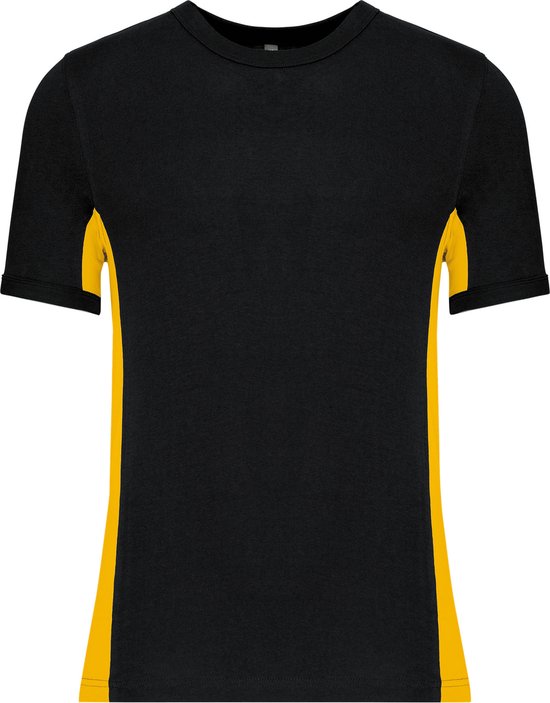 Tweekleurig herensportshirt 'Tiger' met ronde hals Black/Yellow - 3XL