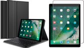 Hoes met toetsenbord geschikt voor iPad Pro 12.9 - Screen Protector GlassGuard - 2015 / 2017 - Keyboard Book Case Cover Hoesje Zwart & Screenprotector