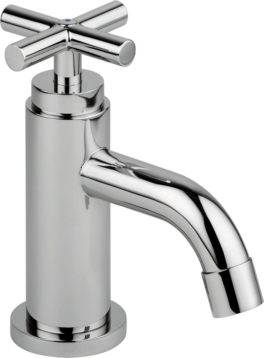 L'Aqua kruiskop Fonteinkraan Nata - Verchroomd - Kruiskop - Fonteinkraan Zilver – Koudwaterkraan – WC Kraan – Badkamermeubel Kraan Alleen Koud Water