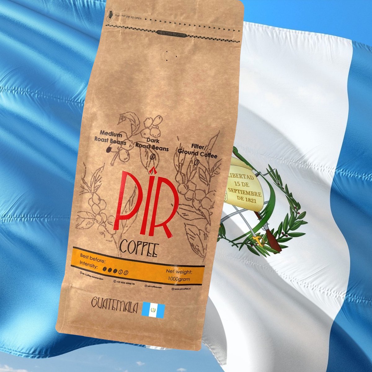 PÎR's GUATEMALA koffiebonen / 1000gr / 100% Arabica