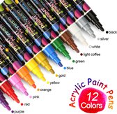 PAINT MARKER STIFT acryl gebaseerde glitterverfpen 12 kleuren sneldrogende ondoorzichtige inkt AGPTEK