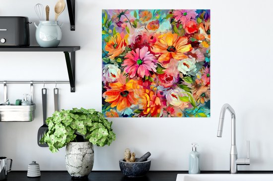 Poster Fleurs - Coloré - Art - Peinture à l'huile - 50x50 cm