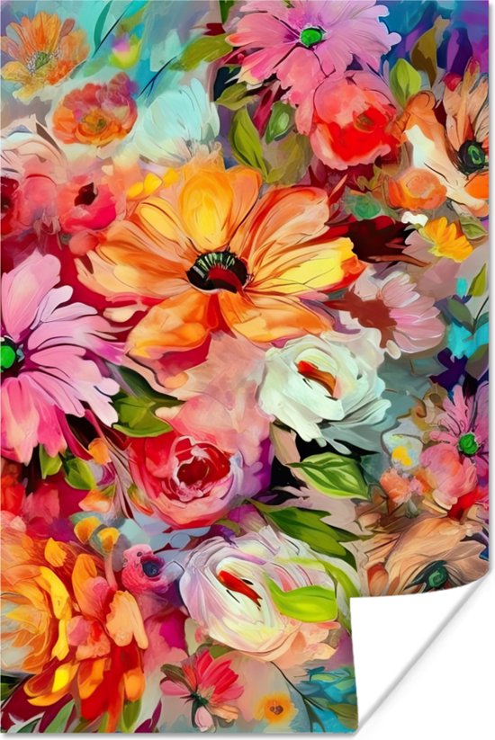 Poster Fleurs - Coloré - Art - Peinture à l'huile - 80x120 cm