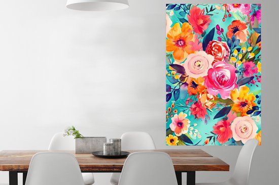 Affiche Fleurs - Peinture à l'huile - Colorée - Nature - 80 x 120 cm