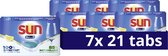 Sun - Tout-en-1 - Tablettes pour lave-vaisselle - Citron - Feuille de tablette 100% soluble - 7 x 21 Tablettes pour lave-vaisselle - Pack économique