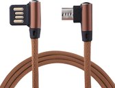 1m 2,4A USB-naar-micro USB dubbele elleboogontwerp Nylon Weave Style Data Sync-oplaadkabel, FFor Samsung, Huawei, Xiaomi, HTC, LG, Sony, Lenovo en andere smartphones (koffie)