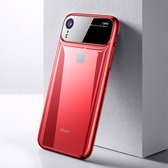 TOTUDESIGN Magic Mirror Series Shockproof PC + Glass beschermhoes voor iPhone XR (rood)