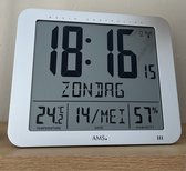 AMS F5884 Klok Digitale - Horloge Murale - Plastique - Horloge de Table - Affichage de l'Heure Radio Contrôlé - Température - Argent