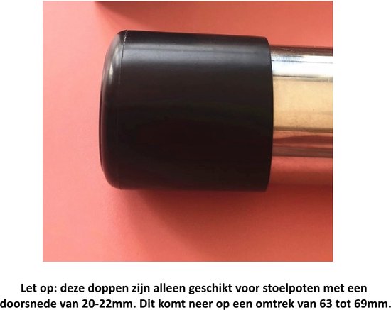 8 Zwarte Ronde Stoelpoot Doppen Beschermers voor ronde stoelpoten met een doorsnee van 20 - 22 mm, omtrek 63 - 69mm - Beschermdoppen Stoel Doppen - 8 stuks