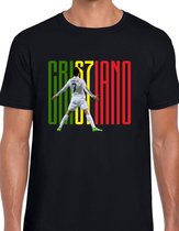 T-shirt unisexe Ronaldo - Texte Zwart vert, jaune et rouge - Taille L - Manches courtes - Col rond - Coupe régulière - Cristiano ronaldo - Voetbal - Pour hommes et femmes - Cadeau - CR7 - Fieldman prints & packaging