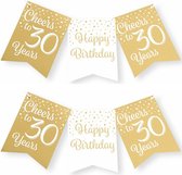 Paperdreams verjaardag vlaggenlijn 30 jaar - 2x - wit/goud - 600 cm