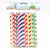 Drinkrietjes - papier - set 50x - multicolor kleuren - 15 cm - verjaardag/feestje - Dia 8 mm