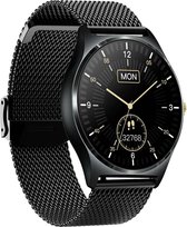 XCOAST Design Dames / Heren - Smartwatch - QIN XC Pro - Smartwatch - Diamantzwart - Metalen armband