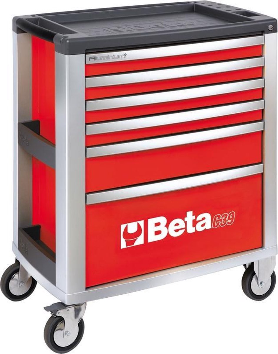 Beta C39/6 Gereedschapwagen met zes laden - Rood leeg