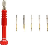 JF-6688 5 in 1 metalen multifunctionele pen stijl schroevendraaier set voor telefoon reparatie (rood)