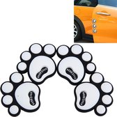 4 STKS Hond Voetafdruk Vorm Cartoon Stijl PVC Auto Auto Bescherming anti-kras Deurbeschermer Decoratieve Sticker (Wit)