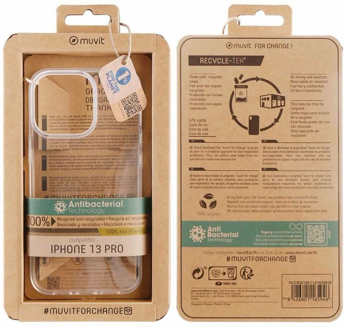 Telefoonhoes Muvit MCCRS0189 IPHONE 13 PRO Transparant